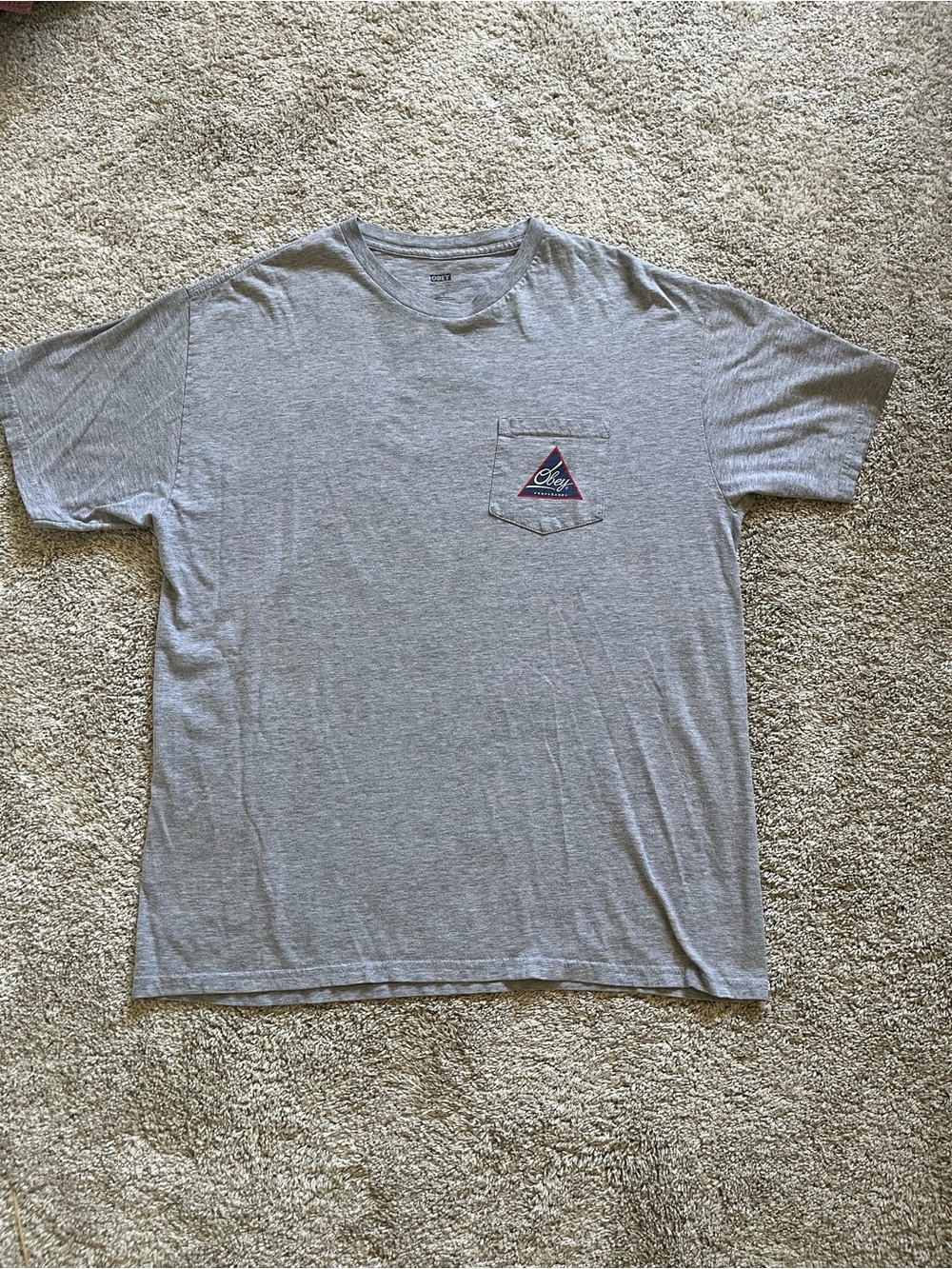 Obey Propaganda Men’s Short Sleeve T-Shirt Sz L Grey Skater Streetwear 90s Y2K